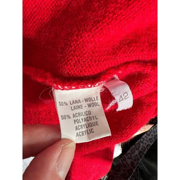 Vintage Laura Lorani Womens Cardigan Sweater Red Wool Surplice Long Sleeve EU 42 - Picture 11 of 12
